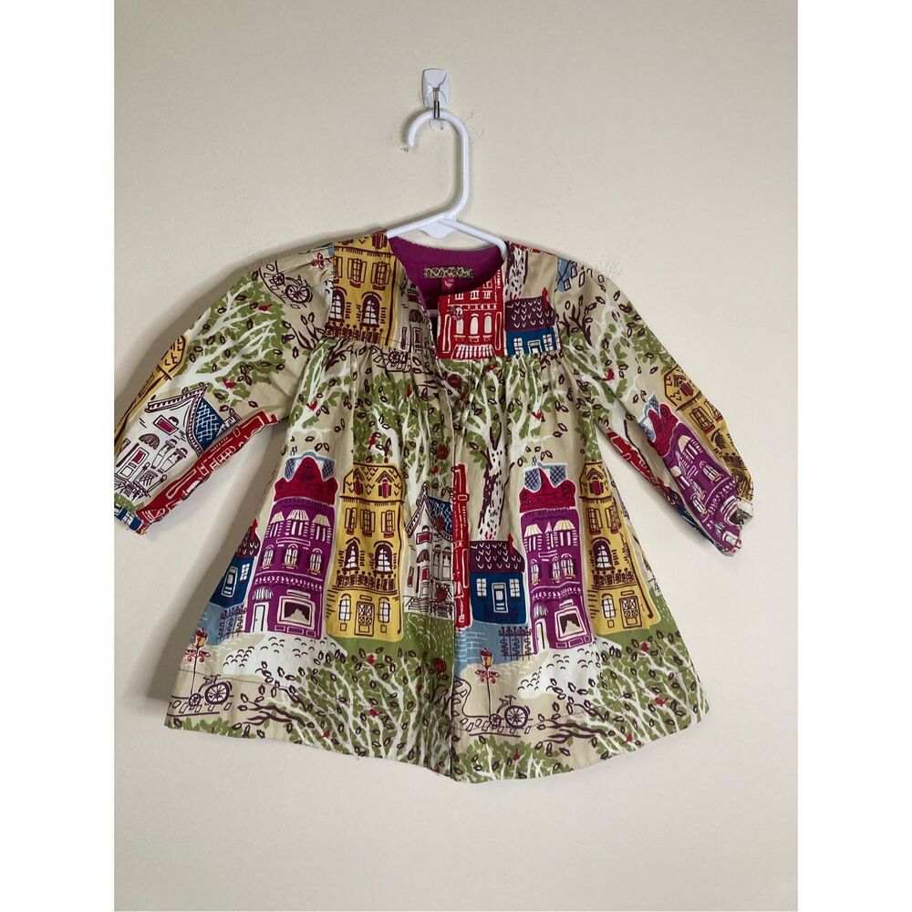 Pink Chicken Baby Girls Size 12 Months Multicolor Button Down Top Long Sleeve Bl